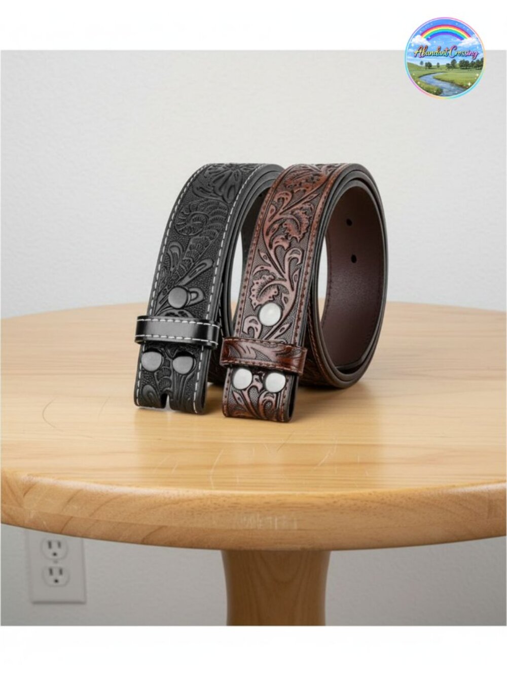 Western Leather Belt Strap Embossed Cowboy Cowgirl 1.5" Gift